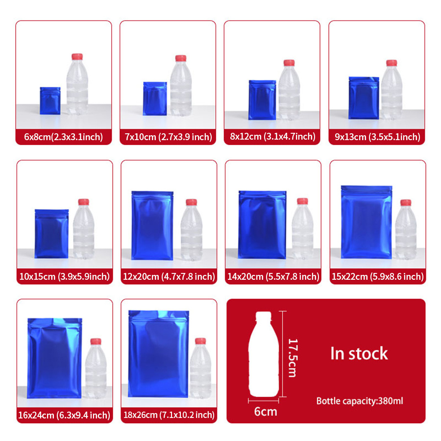 100pcs Matte Blue Foil Zipper  - Food Pouch Reusable ulasan dan harga