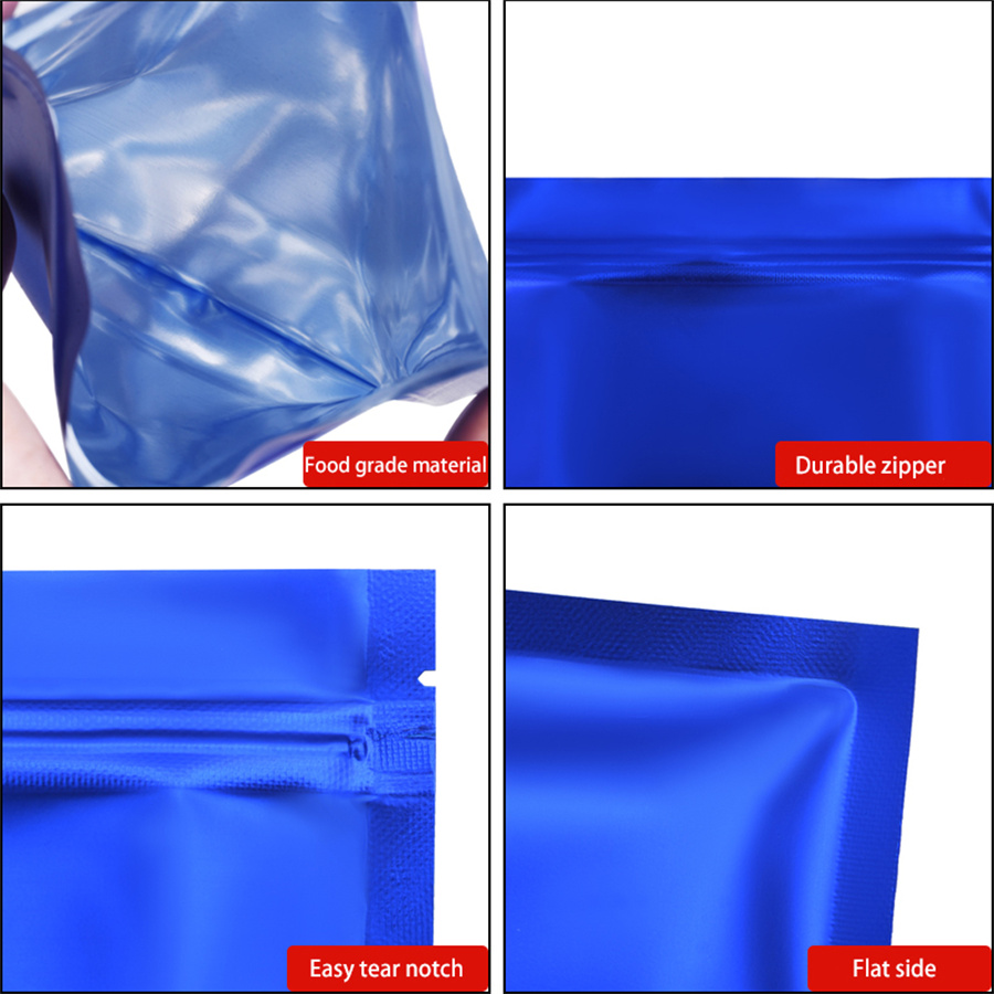 100pcs Matte Blue Foil Zipper  - Food Pouch Reusable ulasan dan harga